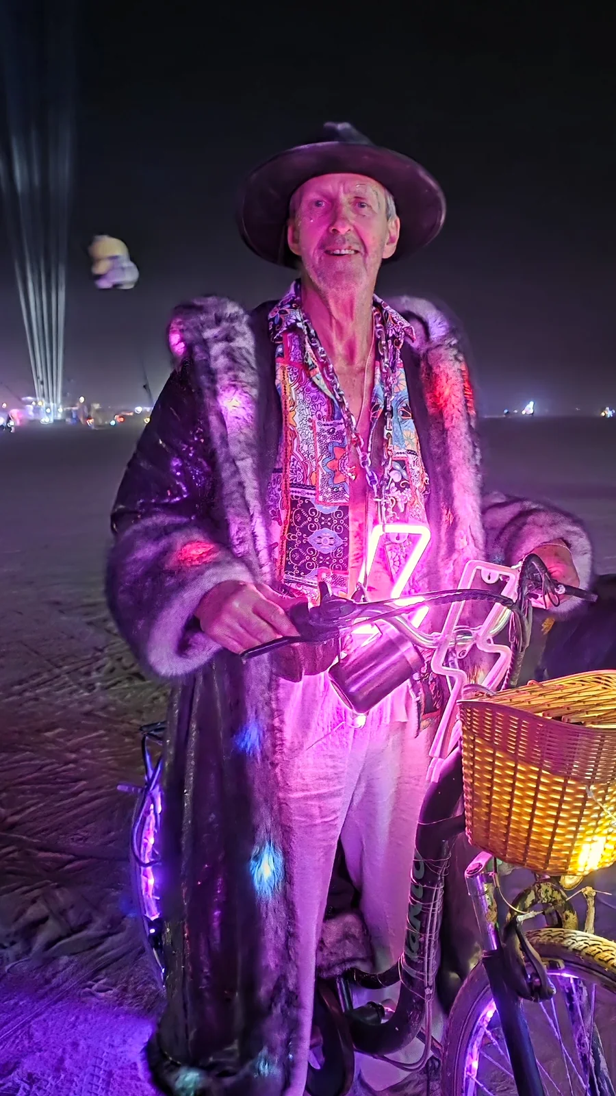 Alan Key with his illuminated playa bike